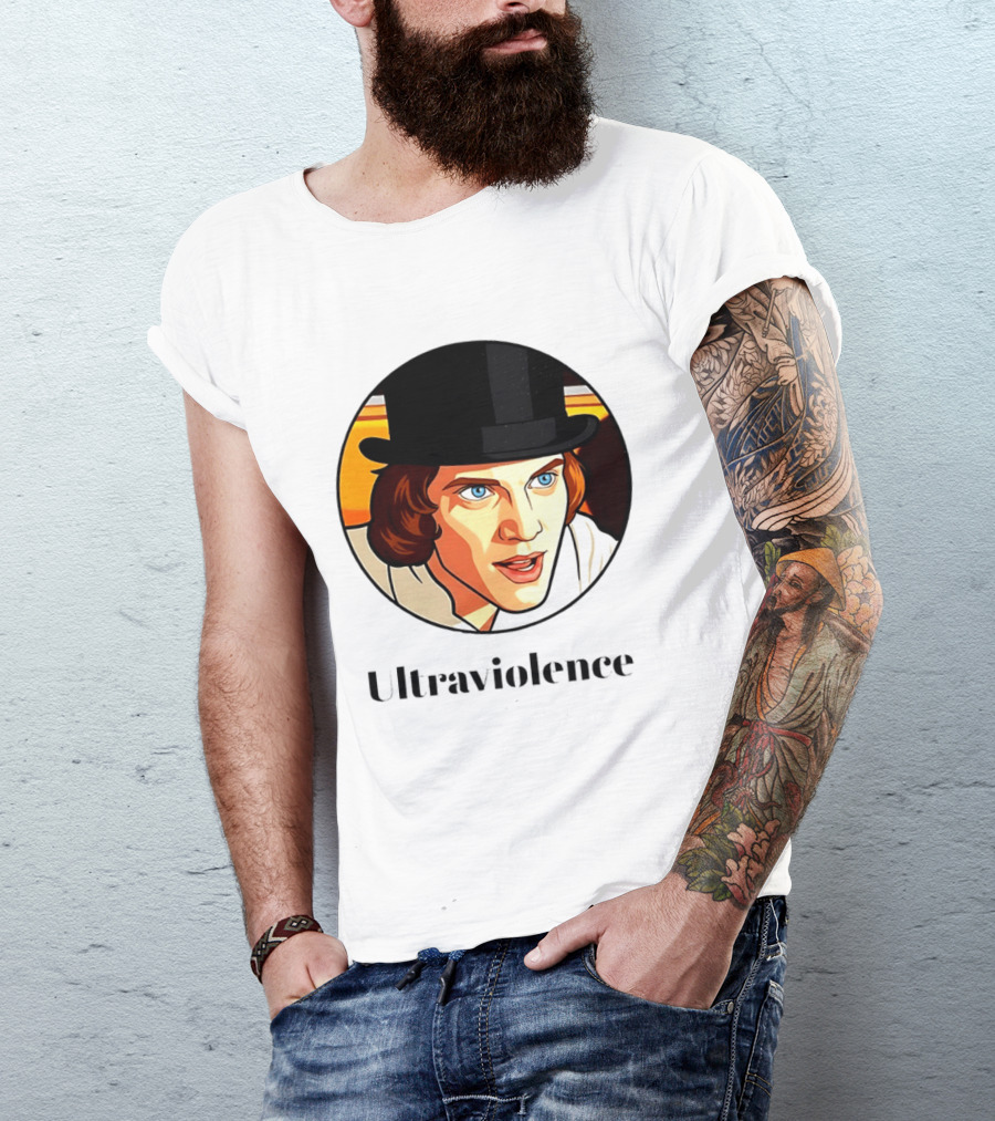 Alex DeLarge Ultraviolence Portrait Work Orange T-Shirt