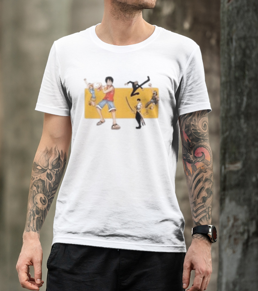 One Piece Classic Anime Characters In Action Pose T-Shirt