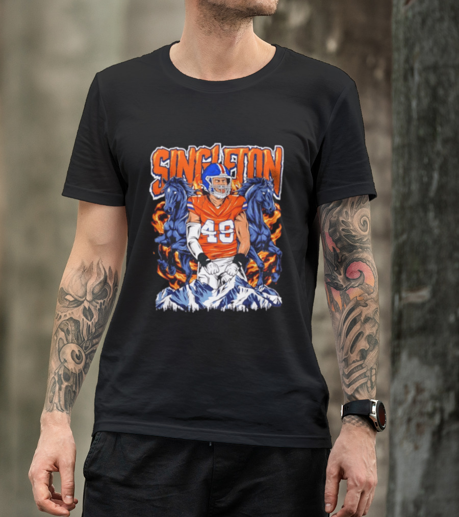 Alex Singleton Denver Broncos Dark Horse 48 Rocky Mountains T-Shirt
