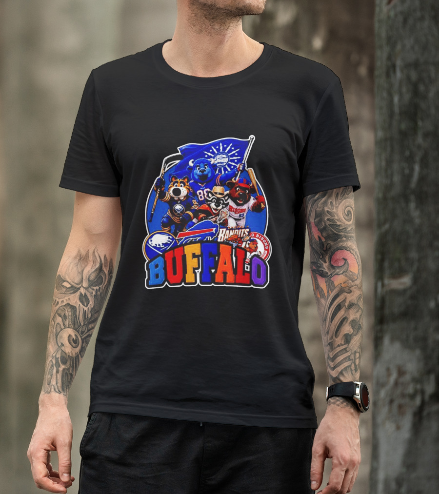 Buffalo Sabres Bills Bandits Bisons Mascot Squad T-Shirt