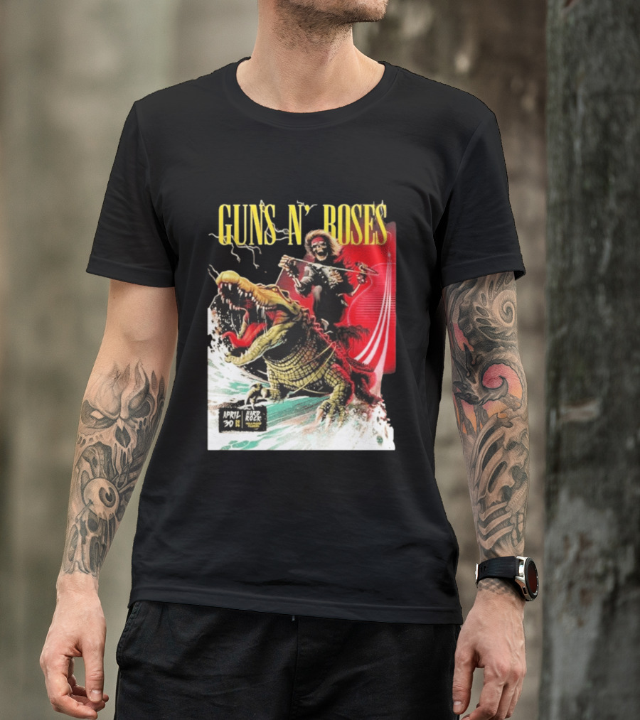 Guns N' Roses F1 Miami Grand Prix Florida 2026 Skeleton Rides Crocodile Hard Rock Live April 30 T-Shirt