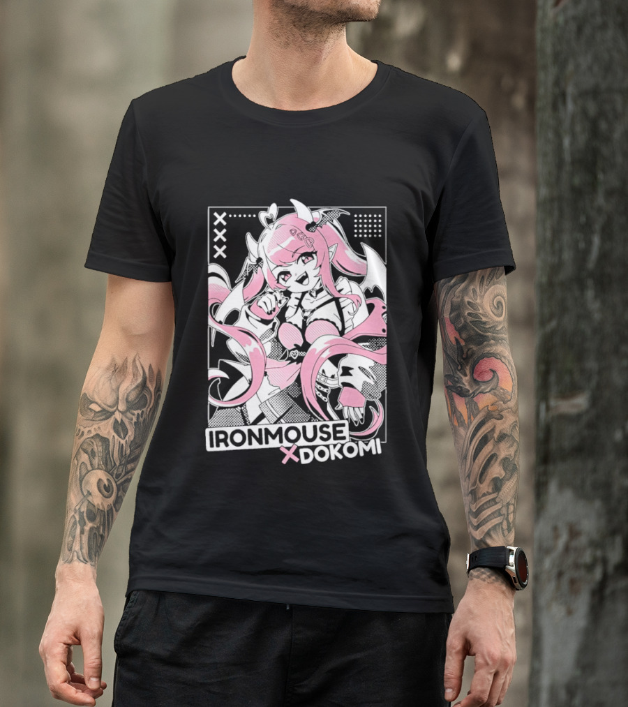 Ironmouse X Dokomi Exclusive Anime Pink Aesthetic T-Shirt