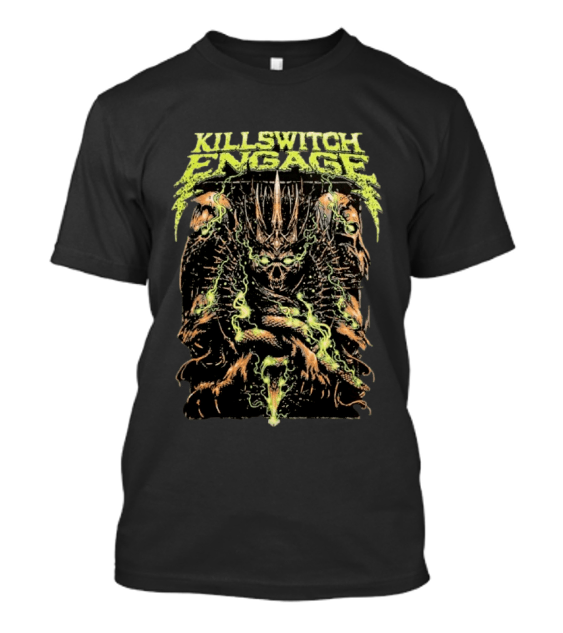 Killswitch Engage Skullcrown Spiked Skull With Green Flames T-Shirt