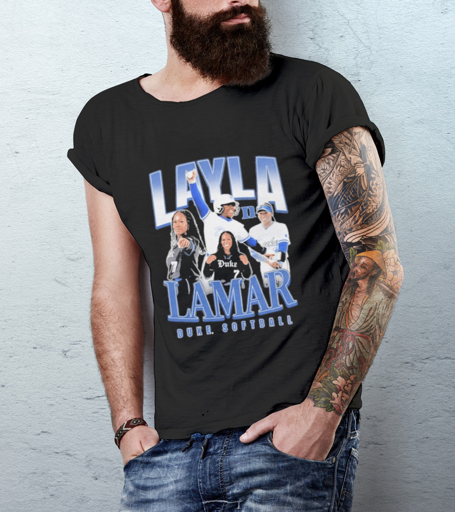 Layla Lamar Duke Blue Devils Softball 90s Baseball Team Celebration T-Shirt