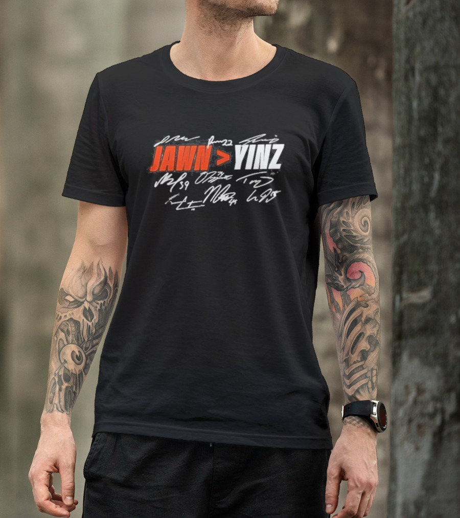 Philadelphia Jawn Greater Than Yinz Signatures T-Shirt
