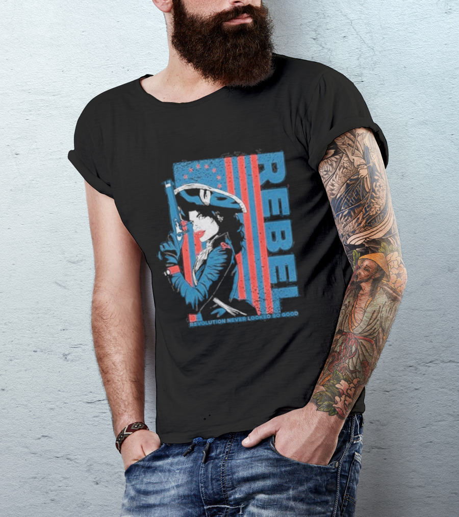Women's Rebel Revolution Never Looked So Good Slim Fit 2026 American Flag Soldier T-Shirt
