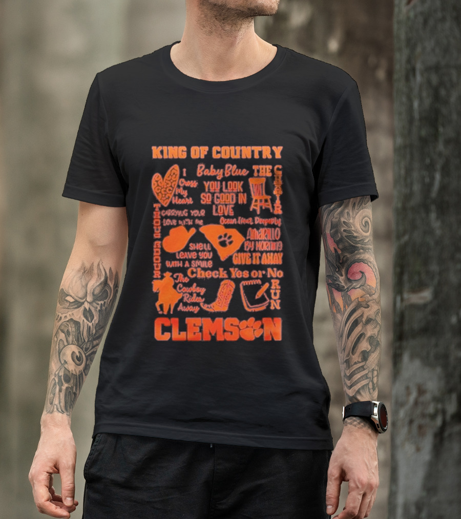 King Of Country Clemson Tigers Baby Blue Amarillo Check Yes Or No T-Shirt