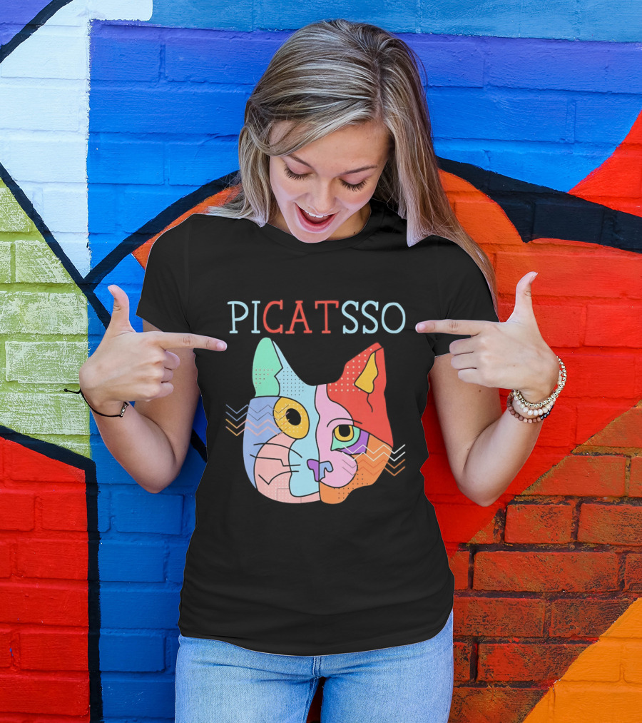 Picatsso Cat Colorful Cubist Style Artistry T-Shirt