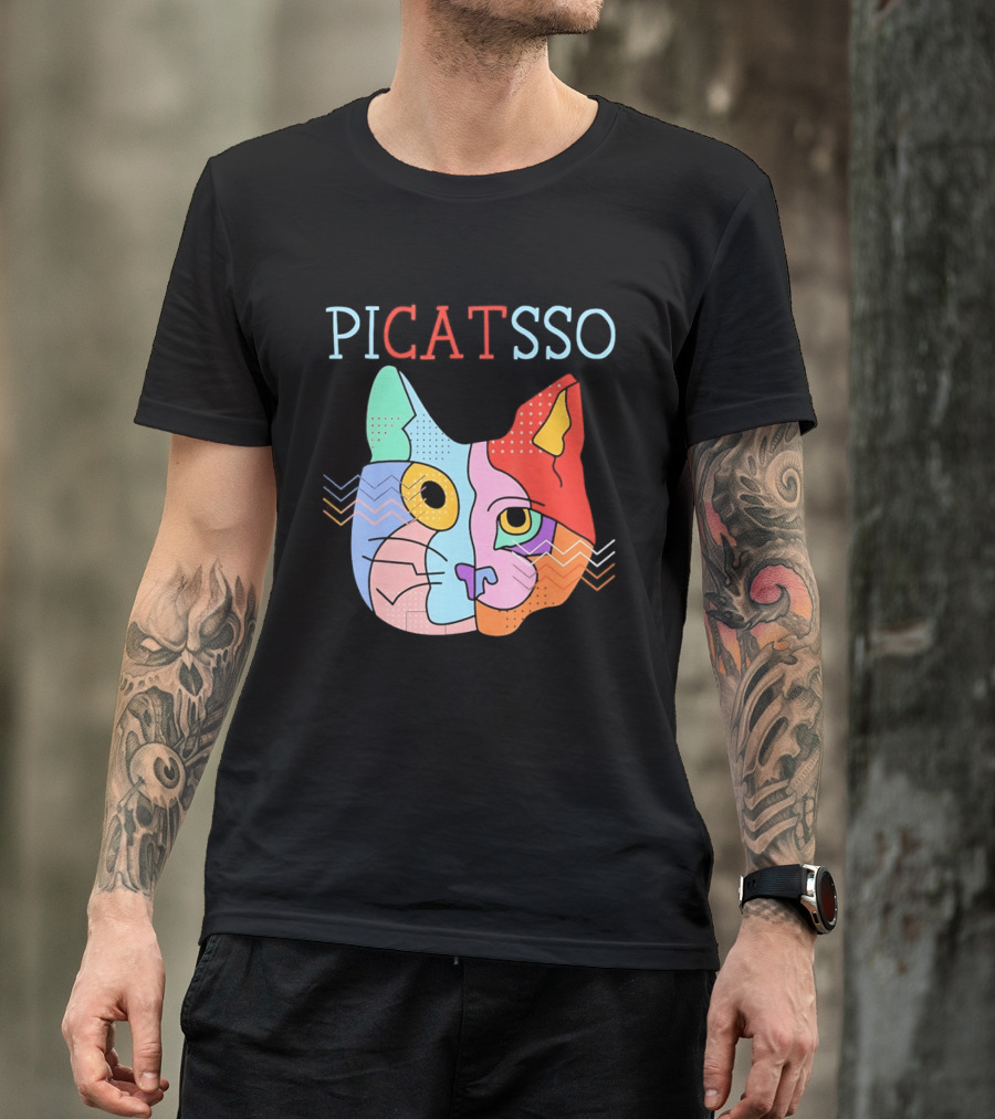Picatsso Cat Colorful Cubist Style Artistry T-Shirt