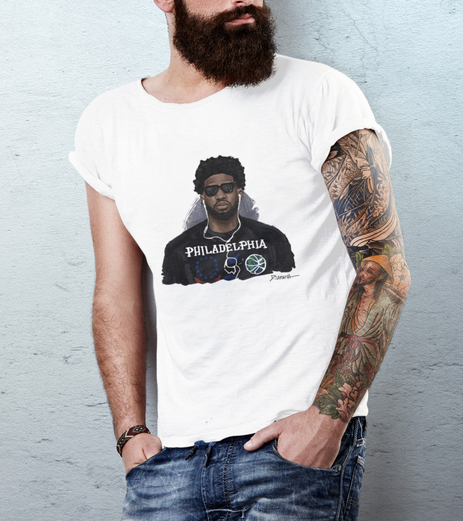 Philadelphia Basketball Sixers Joel Embiid Artwork By D. Sarana T-Shirt