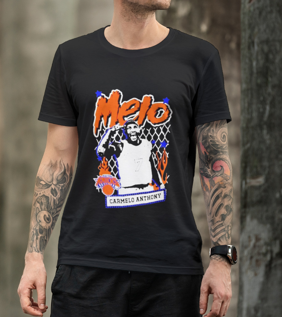 Melo Carmelo Anthony New York Knicks NBA Street Player Mitchell Ness T-Shirt