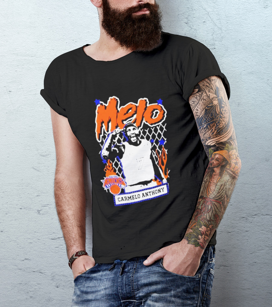 Melo Carmelo Anthony New York Knicks NBA Street Player Mitchell Ness T-Shirt