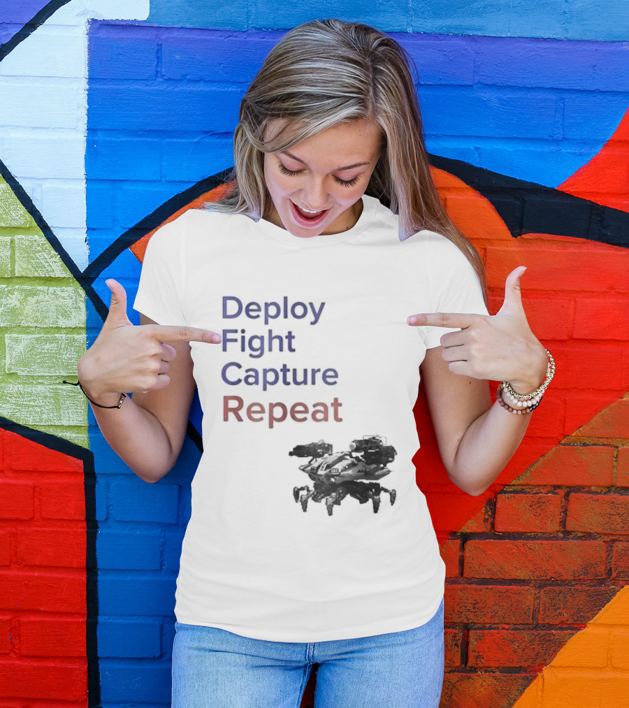 War Robots Deploy Fight Capture Repeat Strategy Gameplay T-Shirt