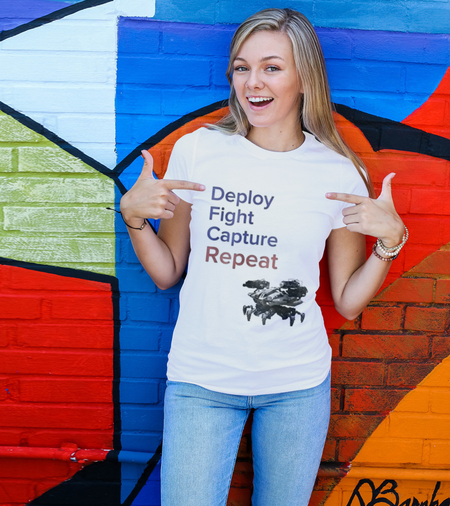 War Robots Deploy Fight Capture Repeat Strategy Gameplay T-Shirt