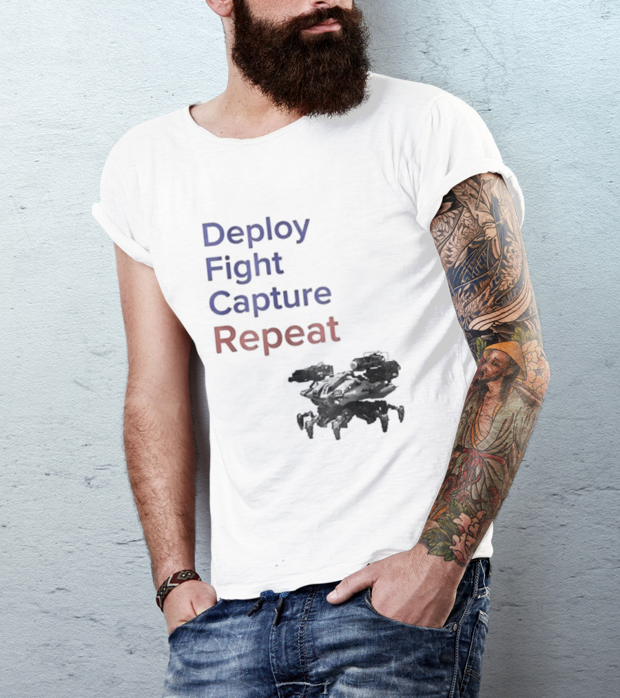 War Robots Deploy Fight Capture Repeat Strategy Gameplay T-Shirt