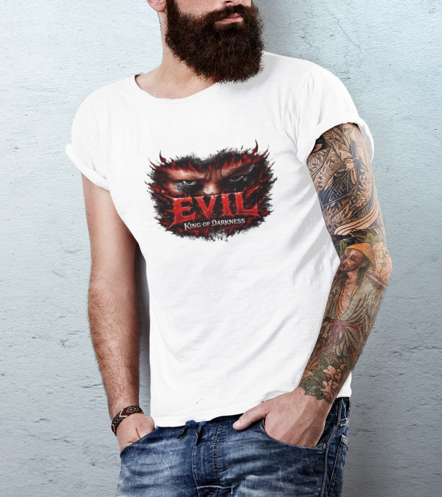 EVIL King Of Darkness Fiery Eyes In Flames T-Shirt