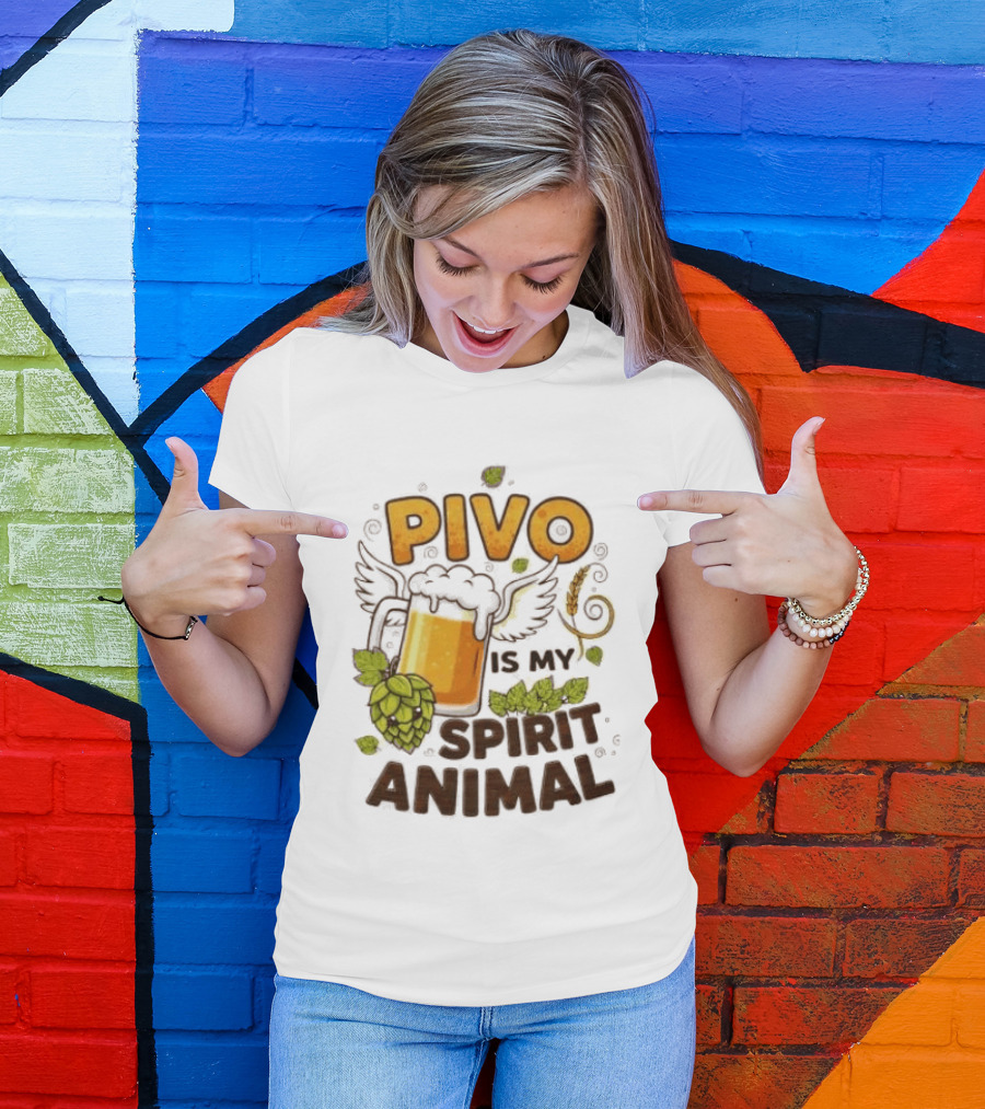 Pivo Is My Spirit Animal Beer Lover Hops Wheat Wings T-Shirt