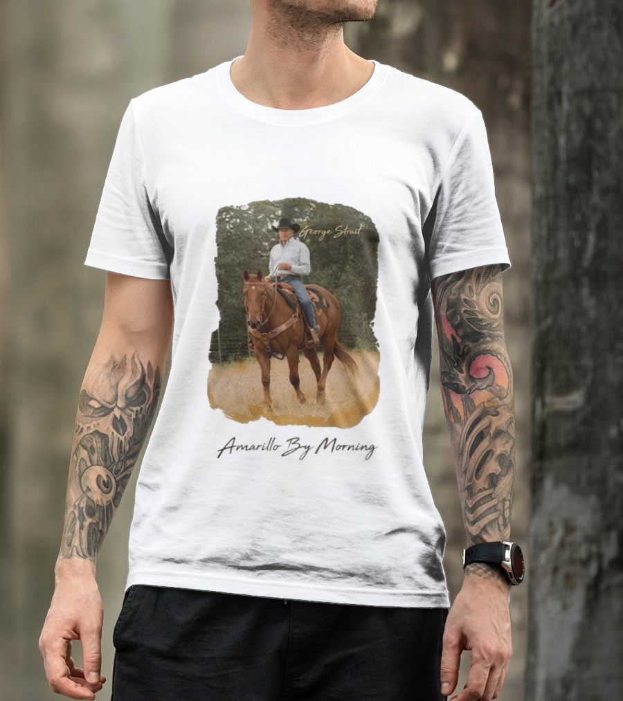 George Strait Riding Horse In Rustic Landscape One Night Only T-Shirt