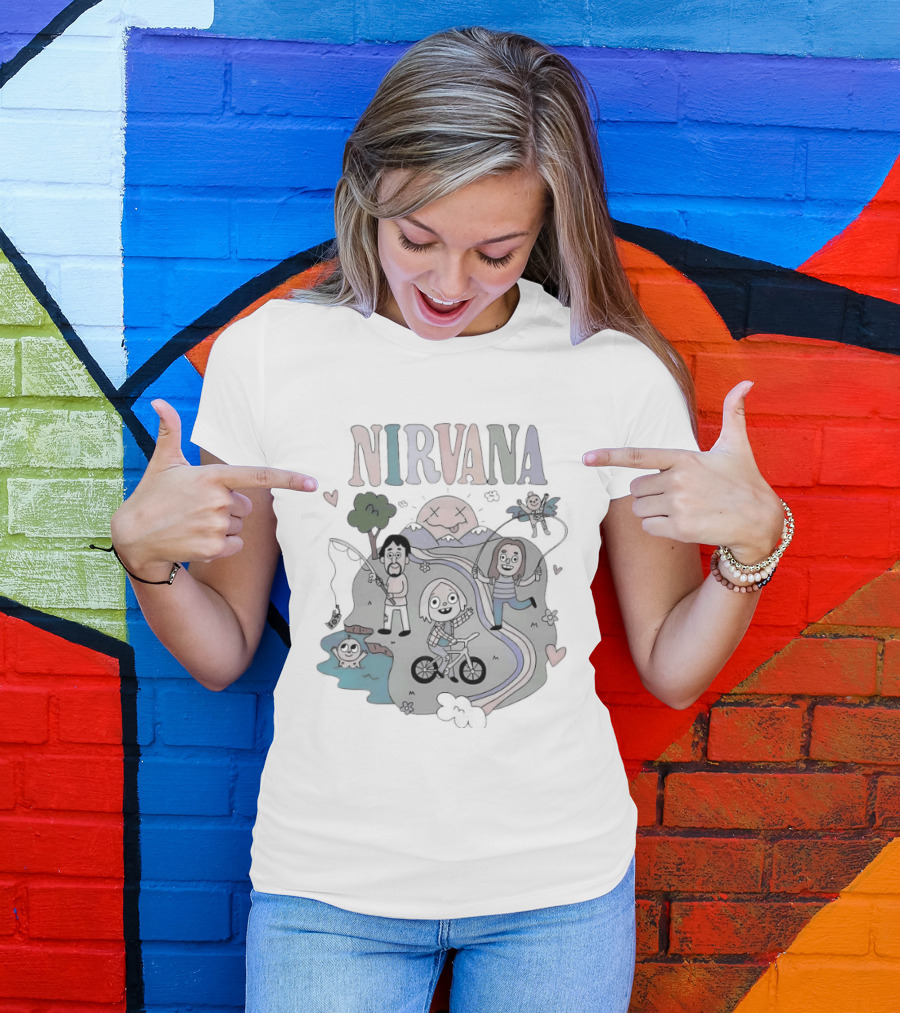 Lorful Nirvana Colorful Childlike Scene With Trees And Hearts T-Shirt