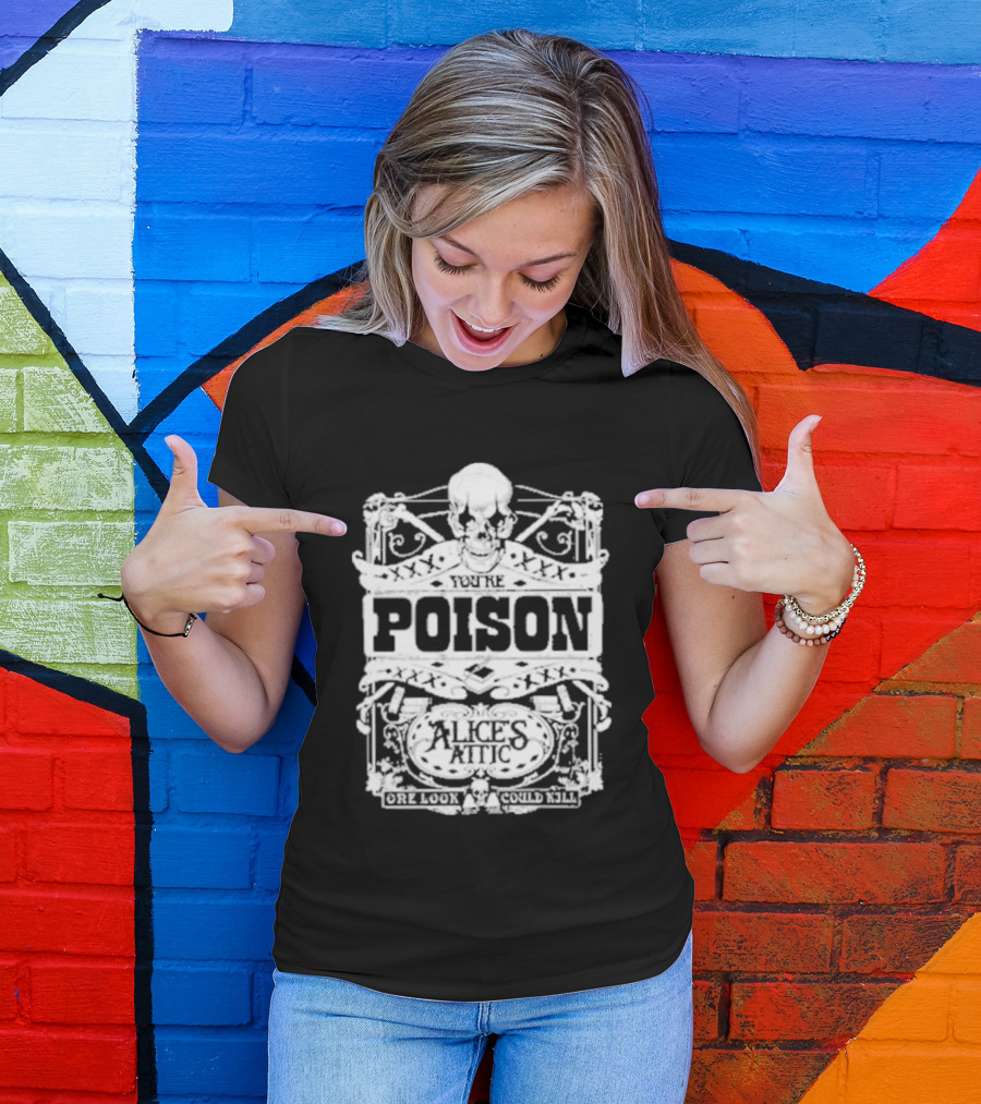 Alice Cooper Poison Attic Skull Motif T-Shirt