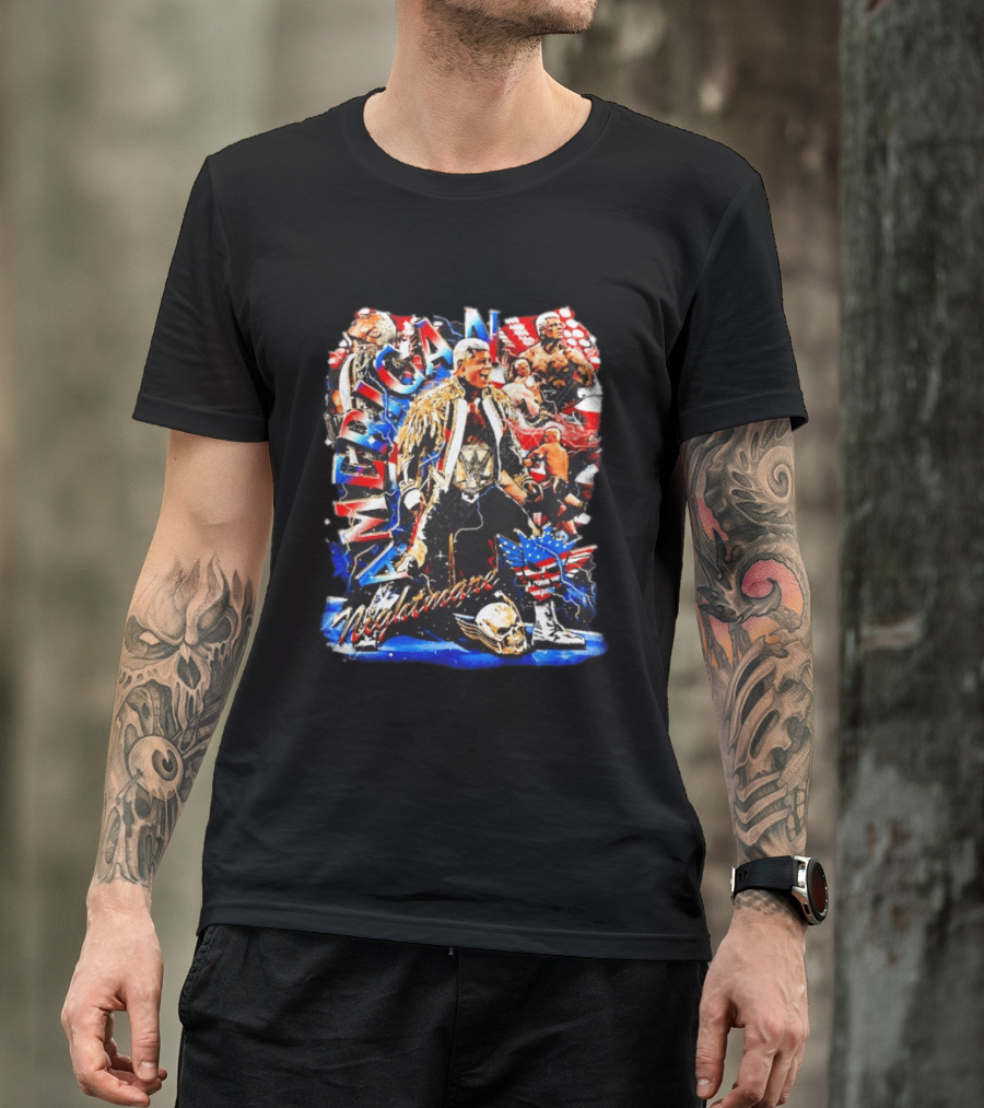 American Nightmare Cody Rhodes Wrestling Star Red White Blue Skull Jacket T-Shirt