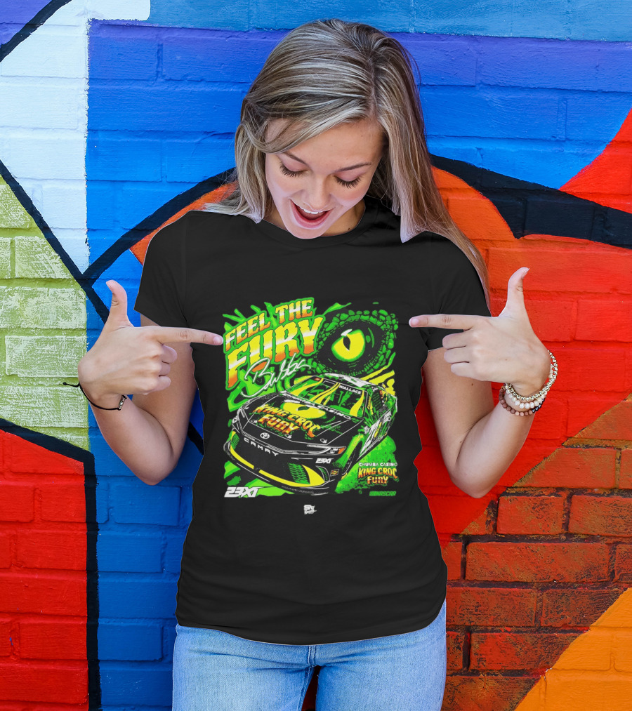 Bubba Wallace Feel The Fury King Croc Chumba Casino Toyota Camry NASCAR 23XI Racing T-Shirt
