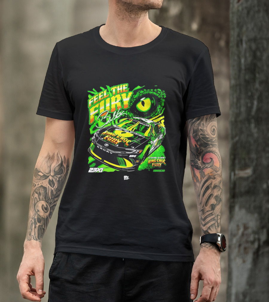 Bubba Wallace Feel The Fury King Croc Chumba Casino Toyota Camry NASCAR 23XI Racing T-Shirt