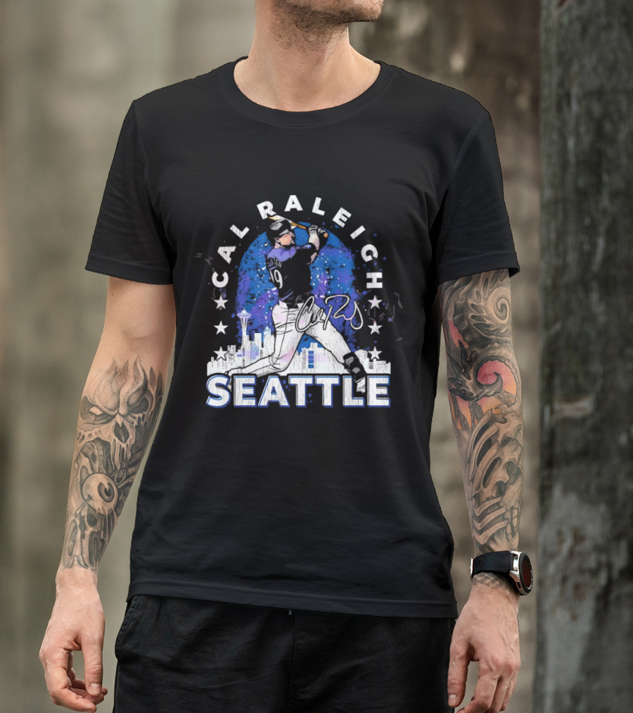 Cal Raleigh Seattle Baseball Skyline Stars T-Shirt