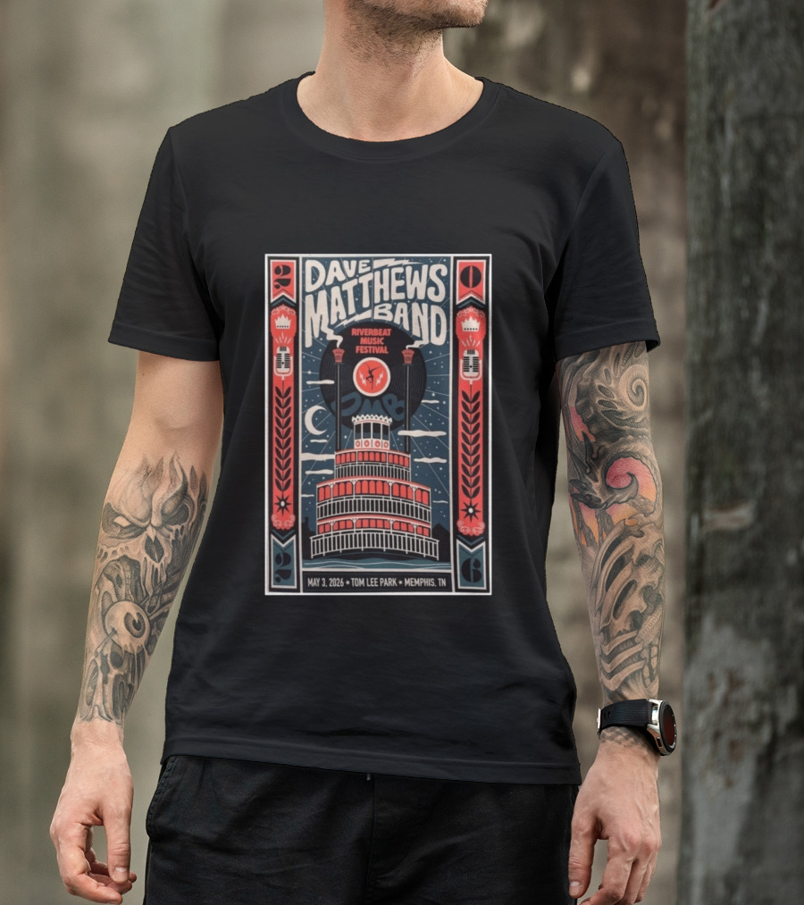 Dave Matthews Band Riverbeat Music Festival May 3 2026 Tom Lee Park Memphis TN T-Shirt