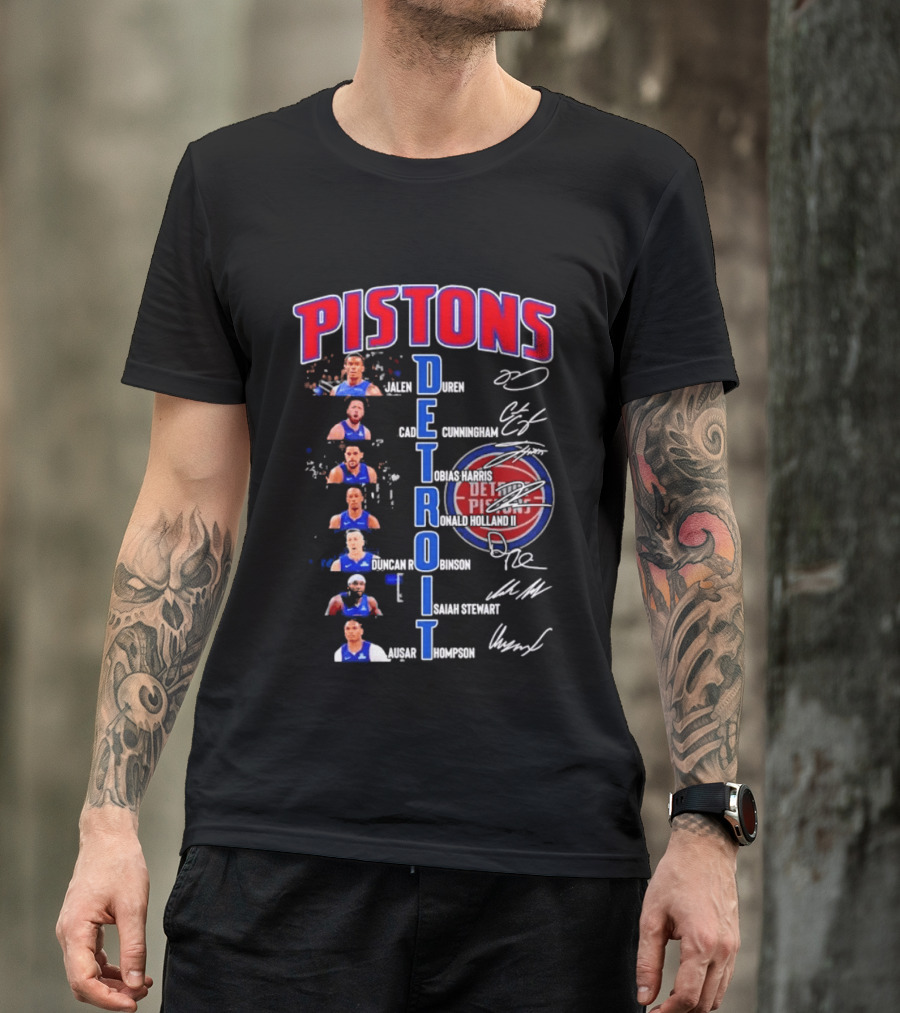 Detroit Pistons Jalen Duren Cade Cunningham Bojan Bogdanovic Isaiah Stewart Jaden Ivey Ausar Thompson Signatures T-Shirt