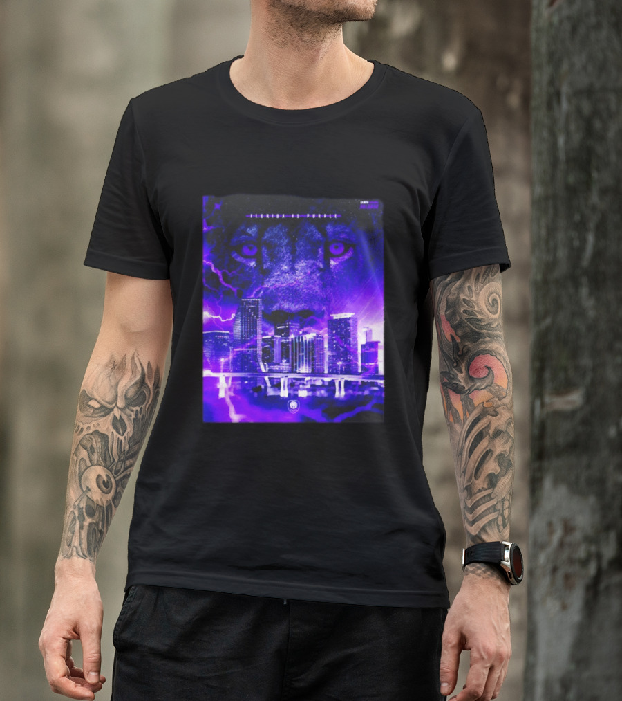 Florida Is Purple Orlando City SC Lion City Skyline Lightning T-Shirt