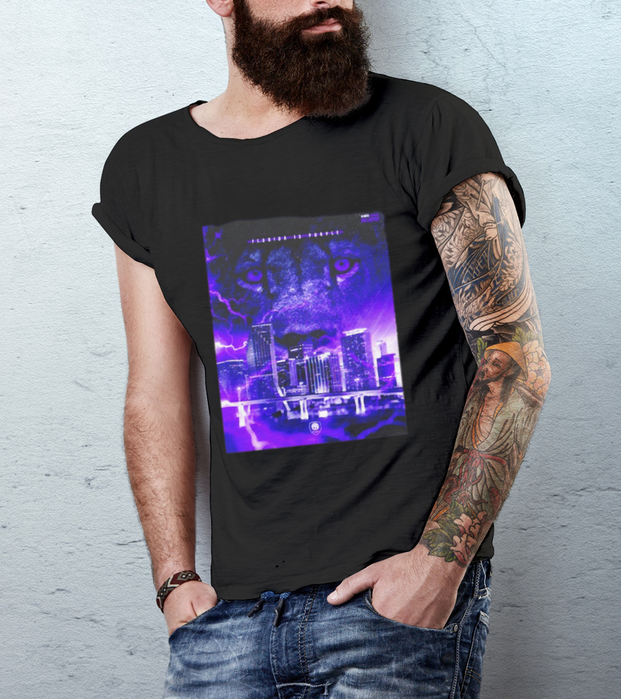 Florida Is Purple Orlando City SC Lion City Skyline Lightning T-Shirt