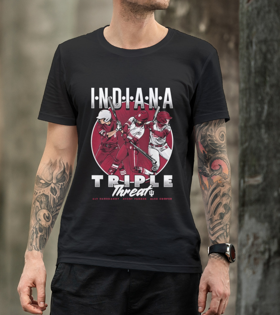 Indiana Hoosiers Softball Triple Threat Aly Van Brandt Avery Parker Alex Cooper T-Shirt
