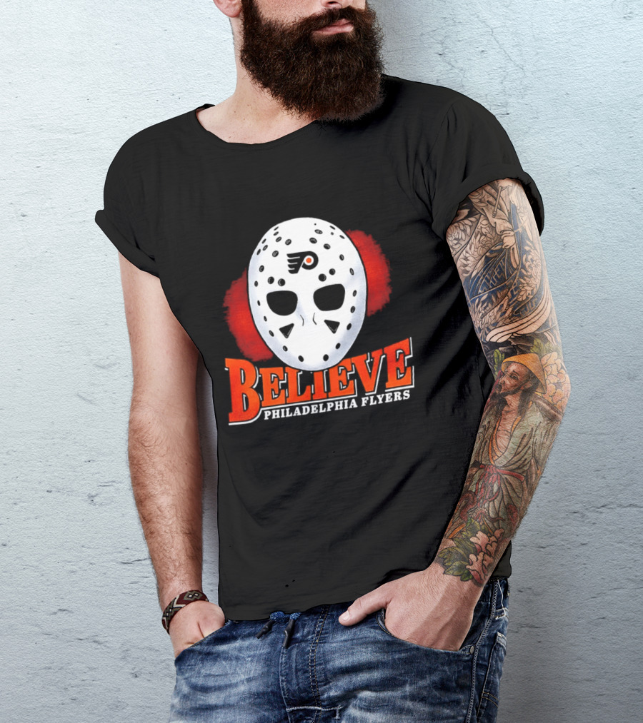 Philadelphia Flyers Believe 2026 Hockey Mask T-Shirt