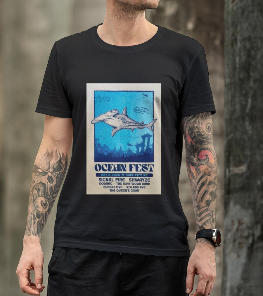 Ocean Fest May 2 2026 Surf City NC Tour Signal Fire Shwayze Bubba Love The John Wood Band T-Shirt