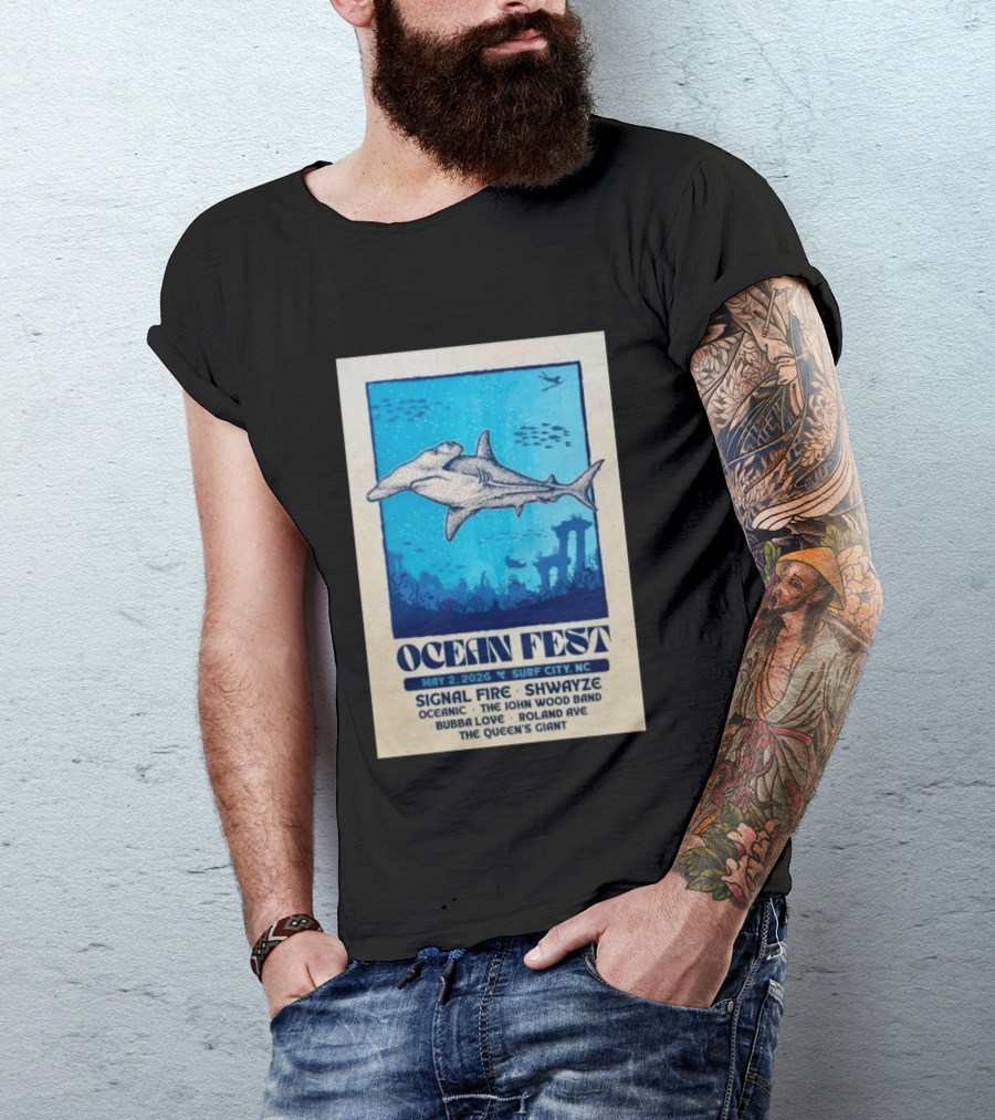 Ocean Fest May 2 2026 Surf City NC Tour Signal Fire Shwayze Bubba Love The John Wood Band T-Shirt