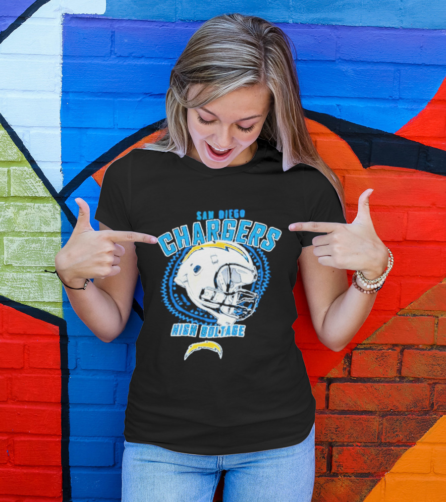 San Diego Chargers High Boltage Helmet Football NFL Team Gear T-Shirt