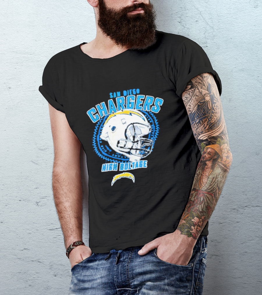 San Diego Chargers High Boltage Helmet Football NFL Team Gear T-Shirt