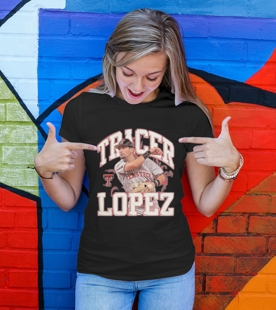 Texas Tech Tracer Lopez Baseball NCAA Collage T-Shirt