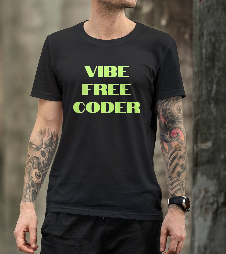 Vibe Free Coder Retro Neon T-Shirt
