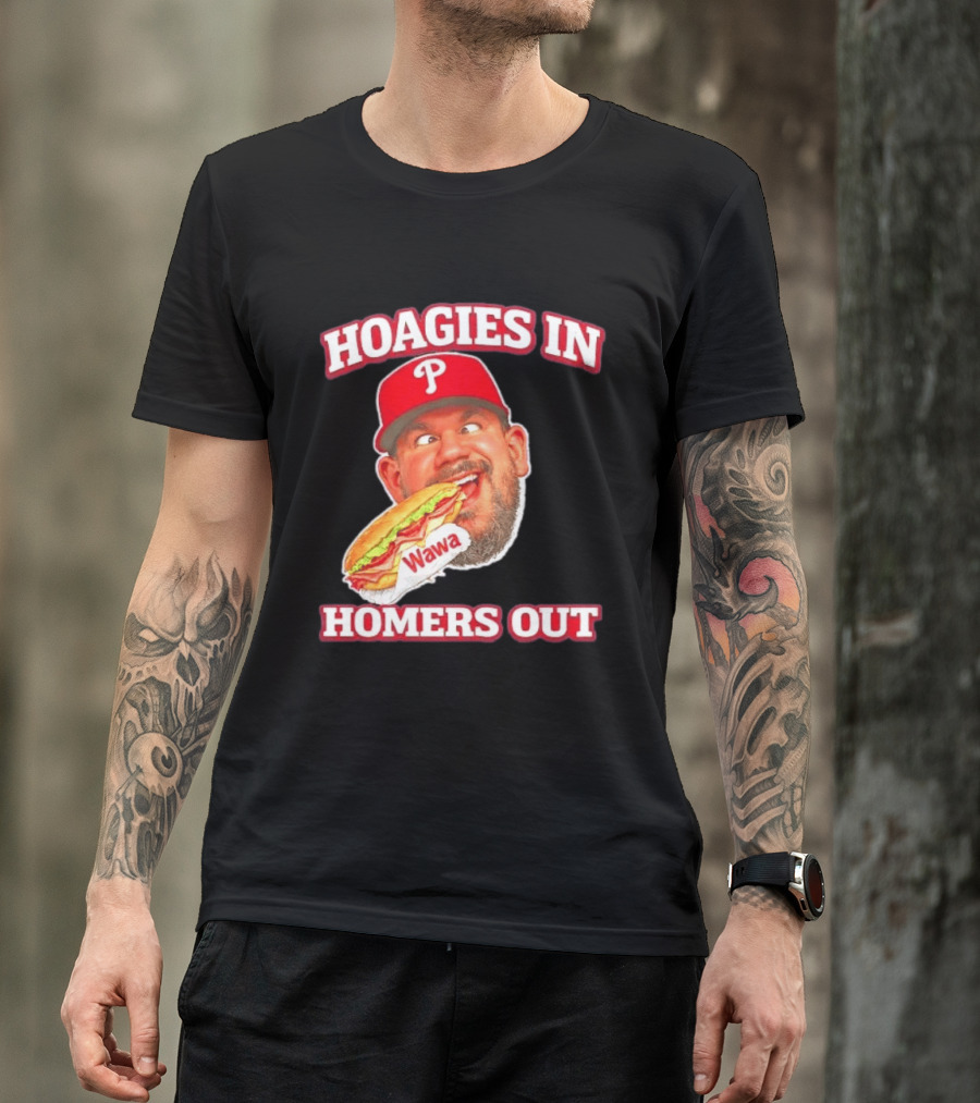 Hoagies In Homers Out Wawa Philadelphia Baseball Player Eating Sandwich T-Shirt