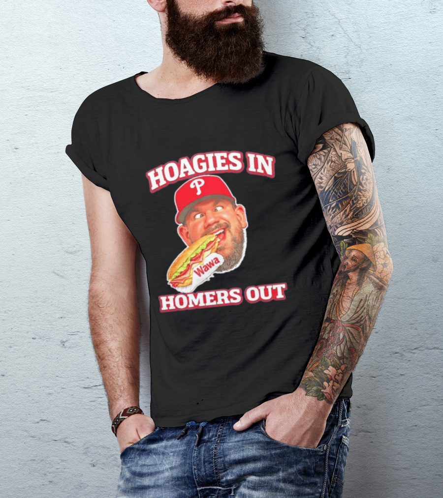 Hoagies In Homers Out Wawa Philadelphia Baseball Player Eating Sandwich T-Shirt