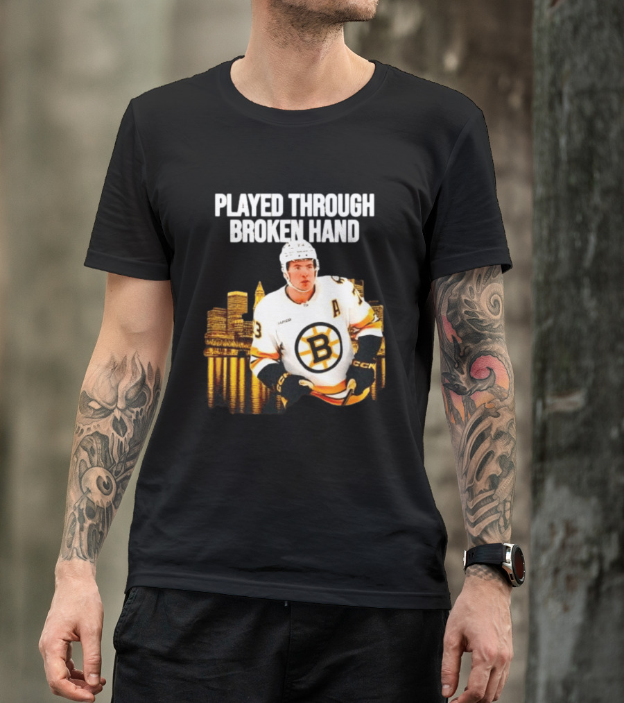 Charlie McAvoy Played Through Broken Hand Boston Hockey T-Shirt