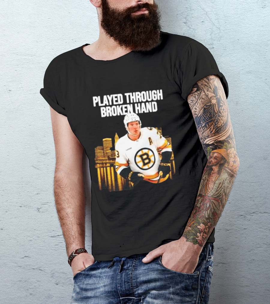Charlie McAvoy Played Through Broken Hand Boston Hockey T-Shirt