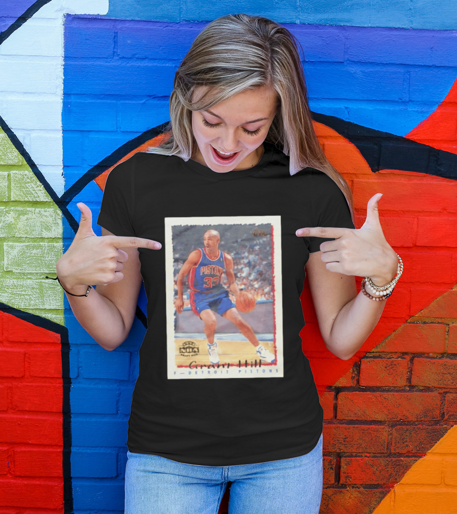 Detroit Pistons Grant Hill NBA Rookie Year 1994 Basketball Card T-Shirt
