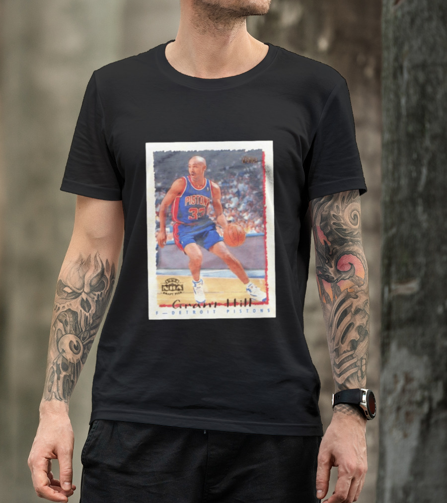 Detroit Pistons Grant Hill NBA Rookie Year 1994 Basketball Card T-Shirt