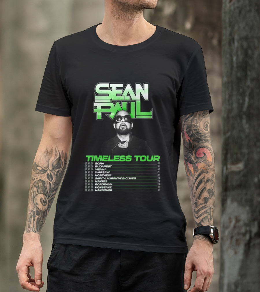 Sean Paul Timeless Tour Sofia Budapest Vienna Warsaw 2026 T-Shirt