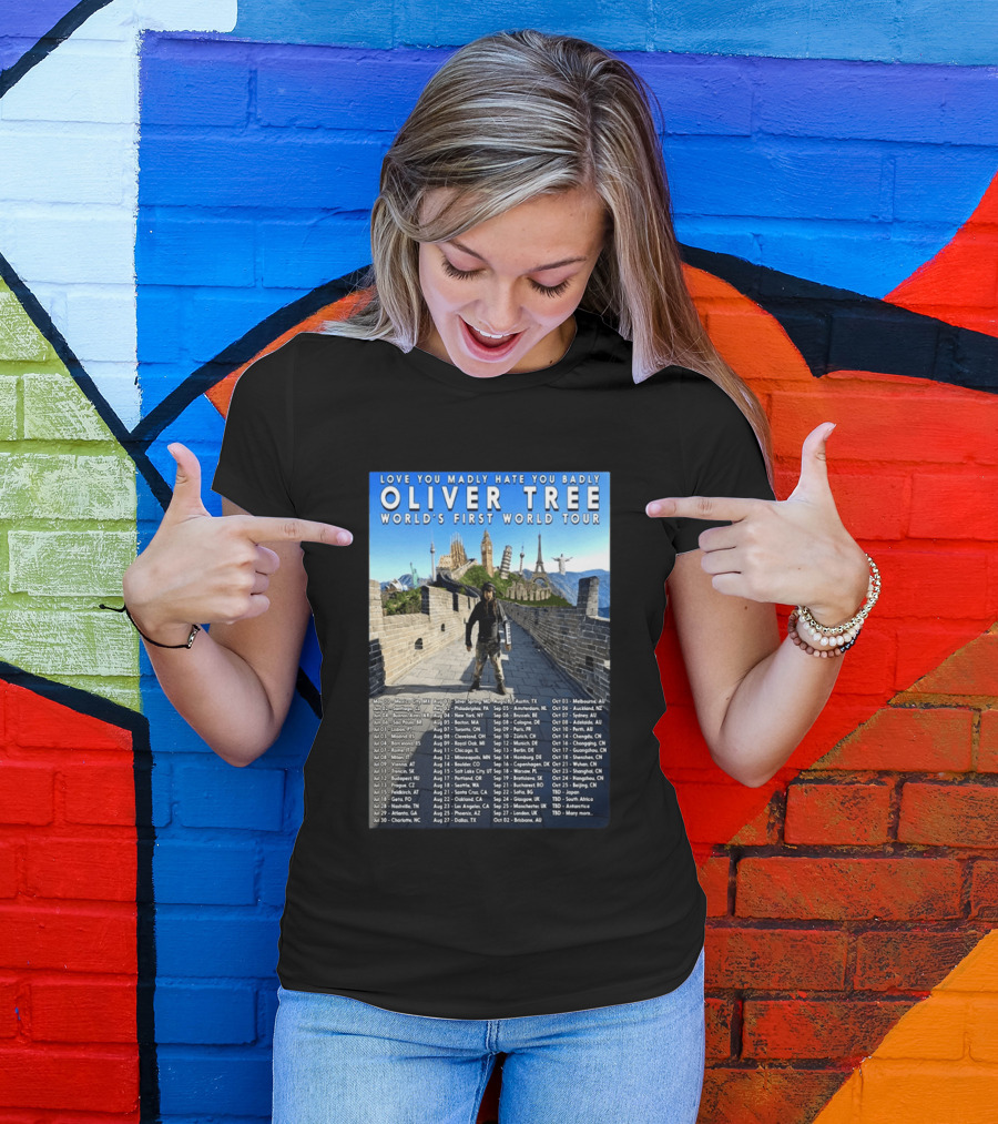 Oliver Tree World's First World Tour Love You Madly Hate You Badly Fall 2026 Tour Dates T-Shirt