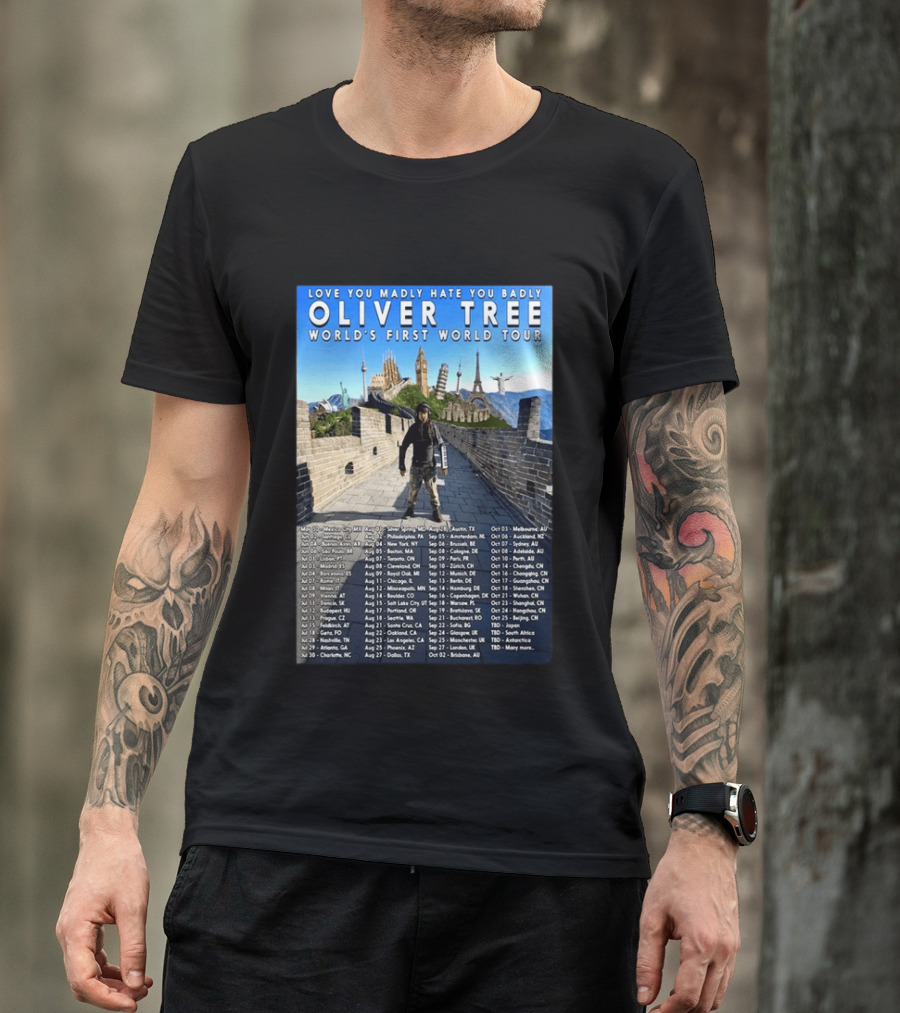 Oliver Tree World's First World Tour Love You Madly Hate You Badly Fall 2026 Tour Dates T-Shirt