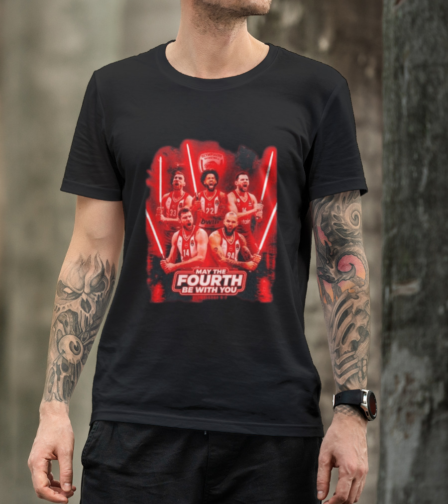 Olympiacos B.C Basketball May The Fourth Be With You Star Wars Players Lightsabers T-Shirt